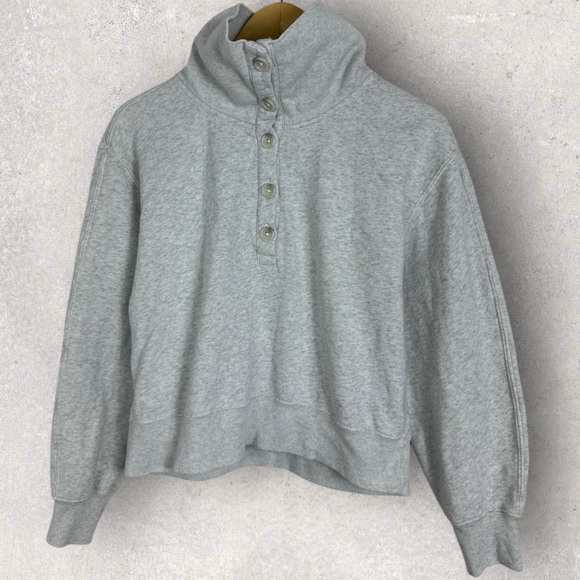 Abercrombie Soft Collection Drama Wedgey Henley Cropped 90s Sweatshirt Sz Medium - Picture 5 of 15